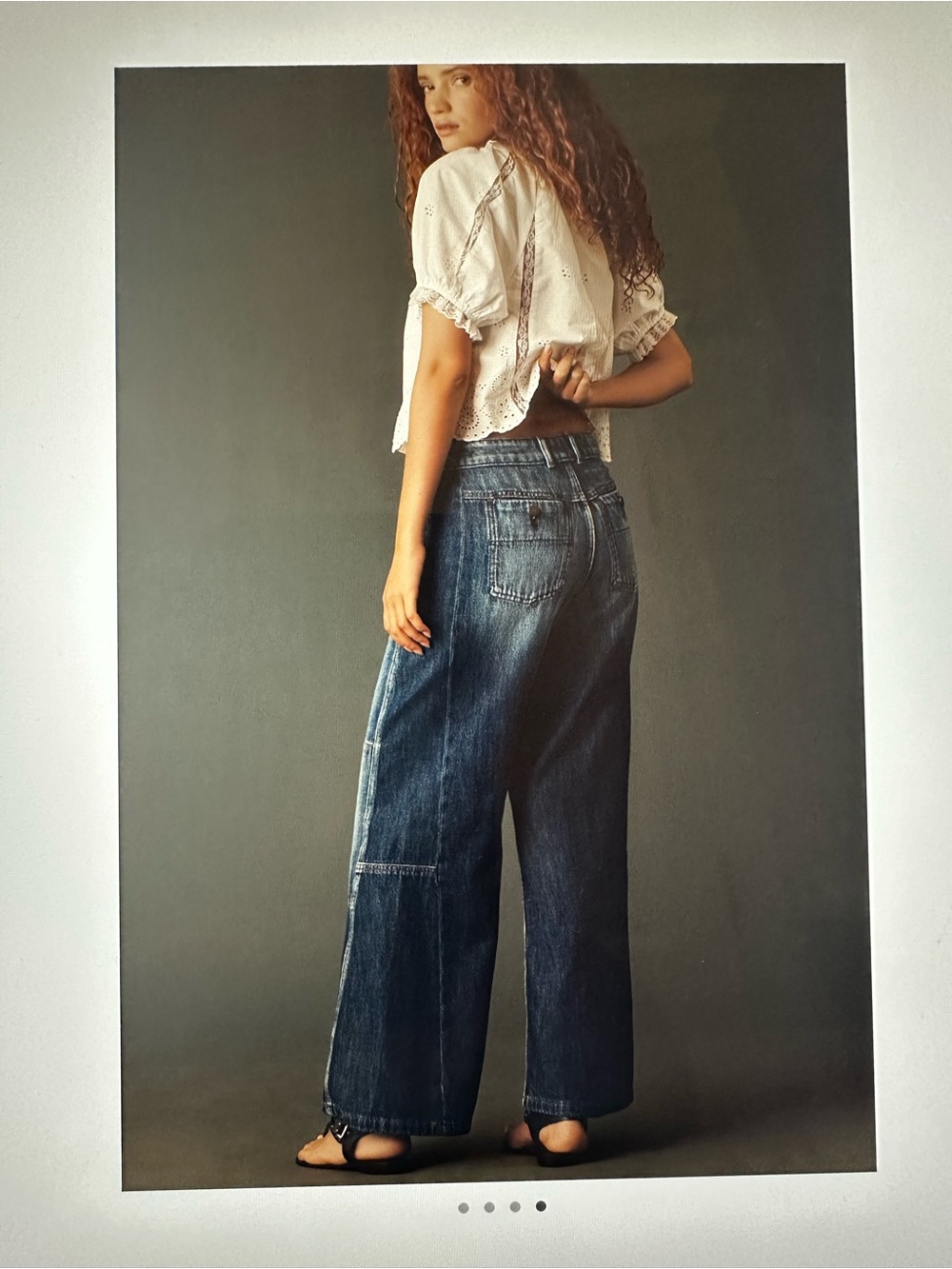 New with Tag! Anthropologie Pilcro Two-Tone Indigo Patchwork Wide-Leg Jeans 28 - Picture 4 of 9